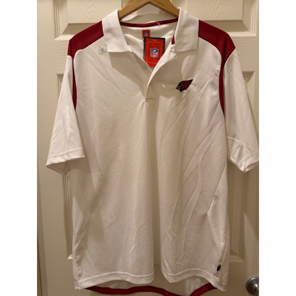 NFL Arizona Cardinals Mens Polo Shirt Large White & Red NWT